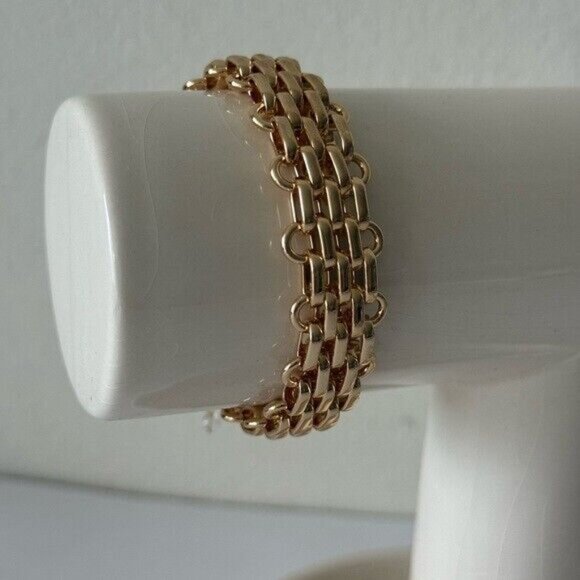 True to form Statement Bracelet Gold Color Link Polished 7.5" long - Picture 1 of 12